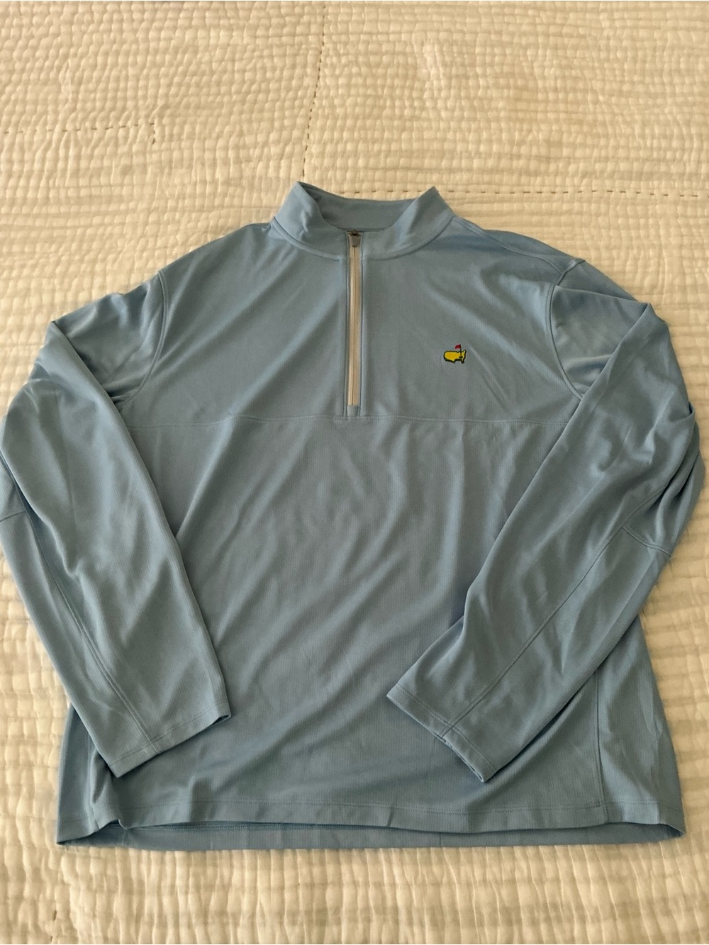 Masters Light Blue Quarter-Zip Long-Sleeve Pullover with Yellow Logo
